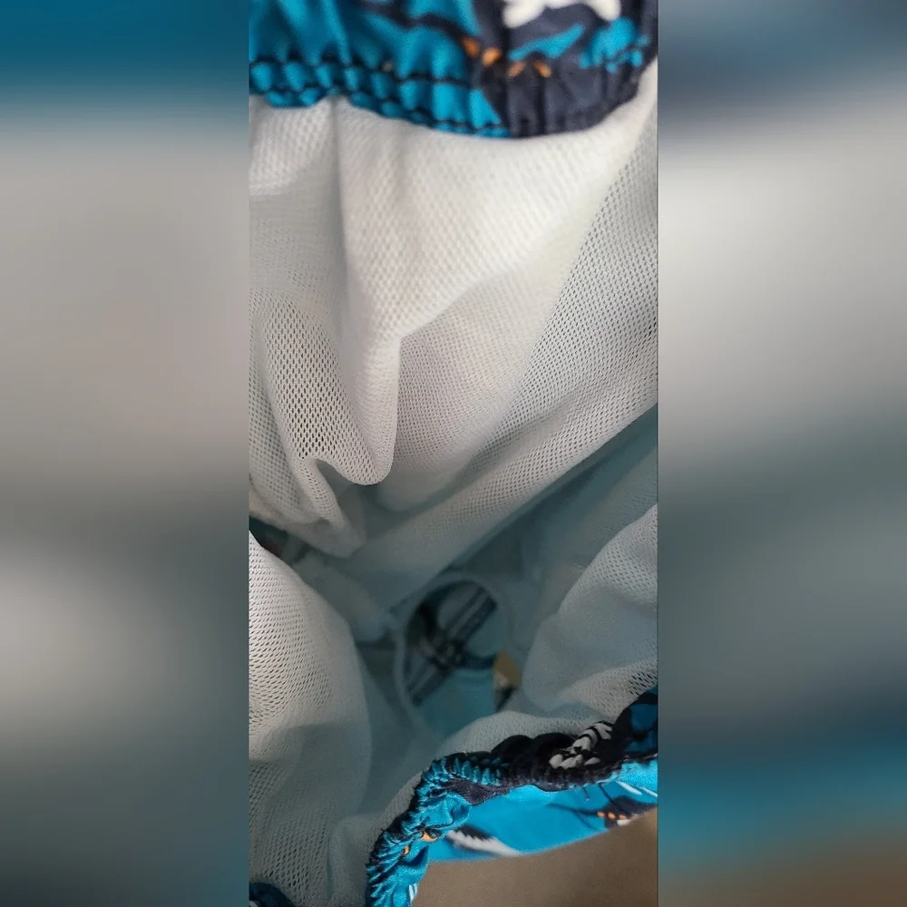 Gymboree swim trunks sharks and pirate ships‎ boys Size 4 Blue euc